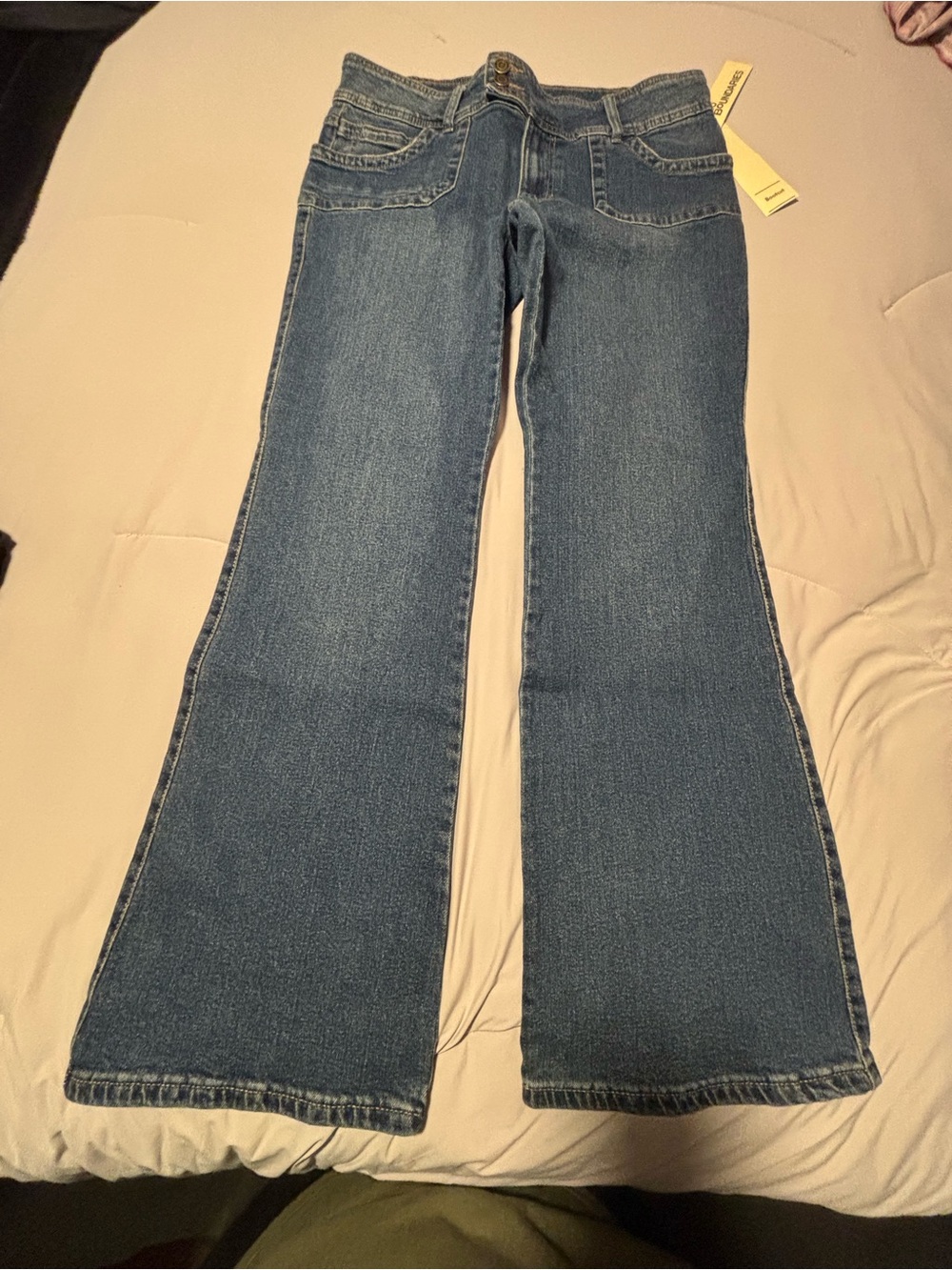 Classic Women's Blue Bootcut Jeans no boundaries size 12 cute front patch pocket